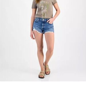 NWT Lucky Brand Women's High Rise Frayed-Hem Denim Mom Shorts size 26